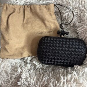 Bottega Veneta Classic Knot clutch in black silk satin